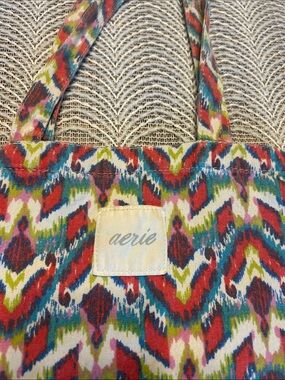 Aerie - like new !  Multicolor Canvas Tote with Red, Blue, Green, Pink & Cream
